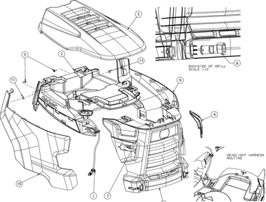 Hood Diagram and Parts List for XT2-LX46KH (13YQA1CT010)(2016) Cub Cadet Lawn Tractor